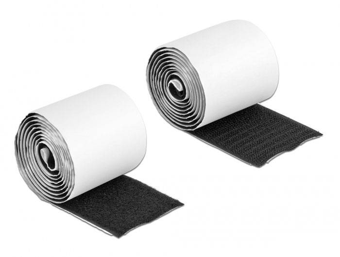 Delock 19063 Klettband zum Aufkleben (L x B) 1m x 50mm Schwarz 1St.