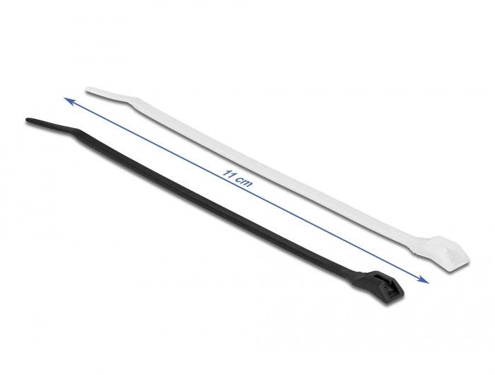 Delock 19464 Kabelbinder Schwarz, Transparent mit flacher Kopfgeometrie 100St.