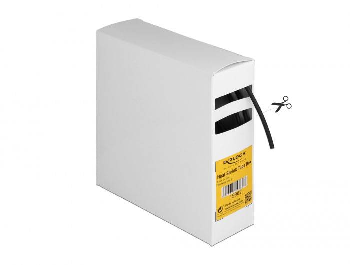 Delock 19962 Schrumpfschlauch Schwarz 2.4mm Schrumpfrate:3:1 1St.