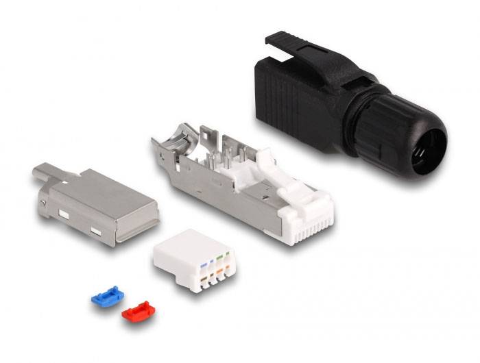 Delock 86965 RJ45 Stecker feldkonfektionierbar Cat.6A 86965 Schwarz 1St.