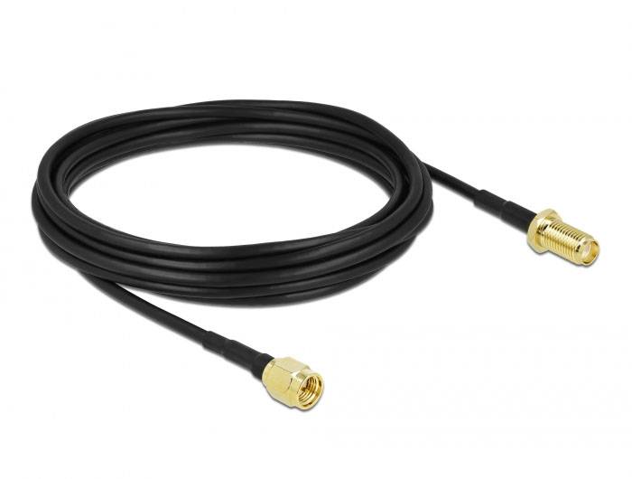 Delock WLAN-Antennen Anschlusskabel [1x SMA-Stecker - 1x SMA-Buchse] 5 m Schwarz