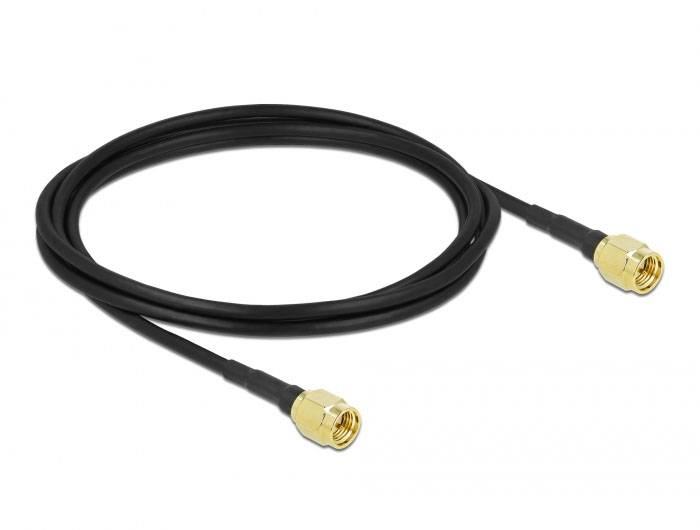 Delock WLAN-Antennen Anschlusskabel [1x SMA-Stecker - 1x SMA-Stecker] 2 m Schwarz