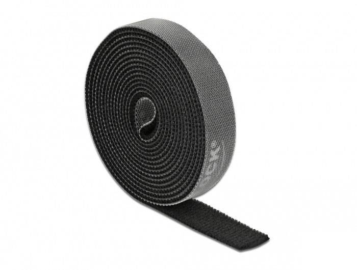 Delock 18383 Klettband (L x B) 2m x 15mm Schwarz 1St.