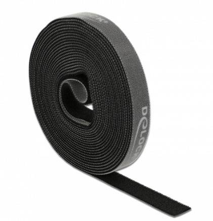 Delock 18384 Klettband (L x B) 15mm x 15mm Schwarz 1St.