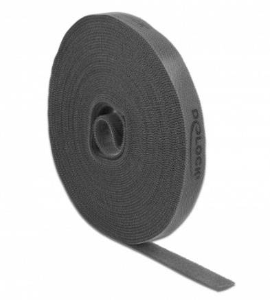 Delock 18391 Klettband (L x B) 10m x 15mm Grau 1St.