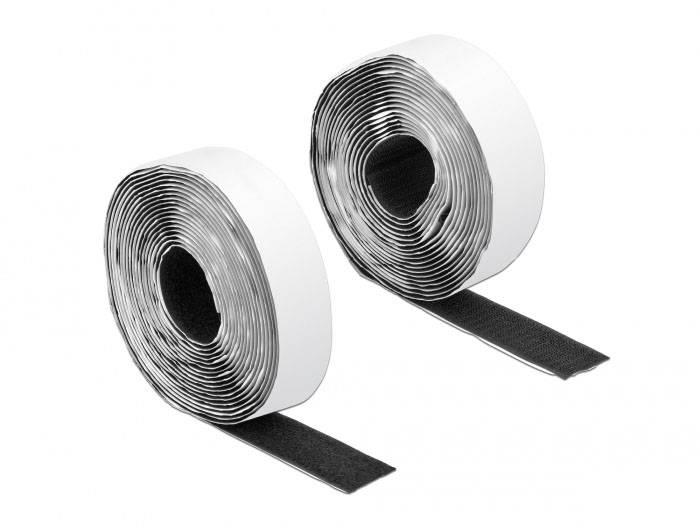 Delock 19072 Klettband zum Aufkleben (L x B) 5m x 25mm Schwarz 1St.