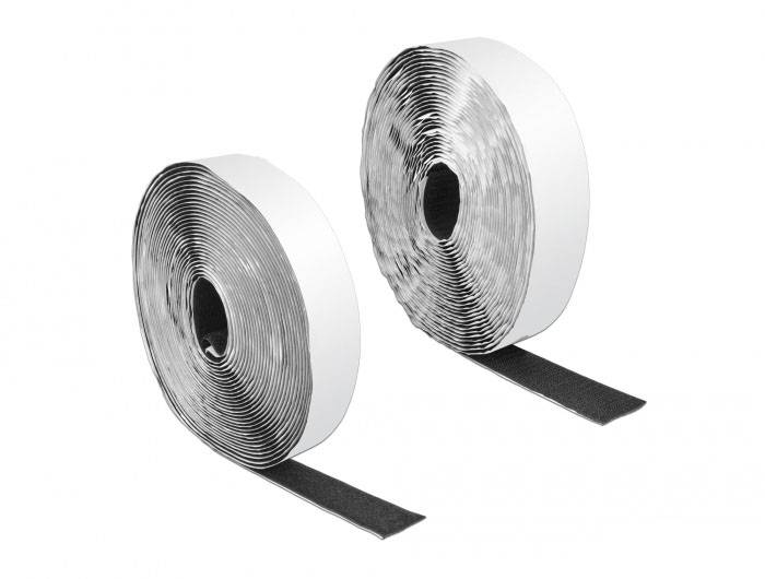 Delock 19081 Klettband zum Aufkleben (L x B) 10m x 25mm Schwarz 1St.