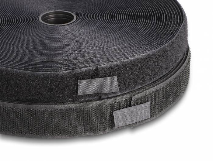 Delock 20853 Klettband zum Aufnähen Haft- und Flauschteil (L x B) 25m x 25mm Schwarz 1St.