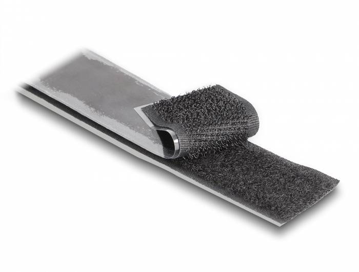 Delock 20857 Klettband zum Aufkleben (L x B) 15m x 25mm Schwarz 1St.