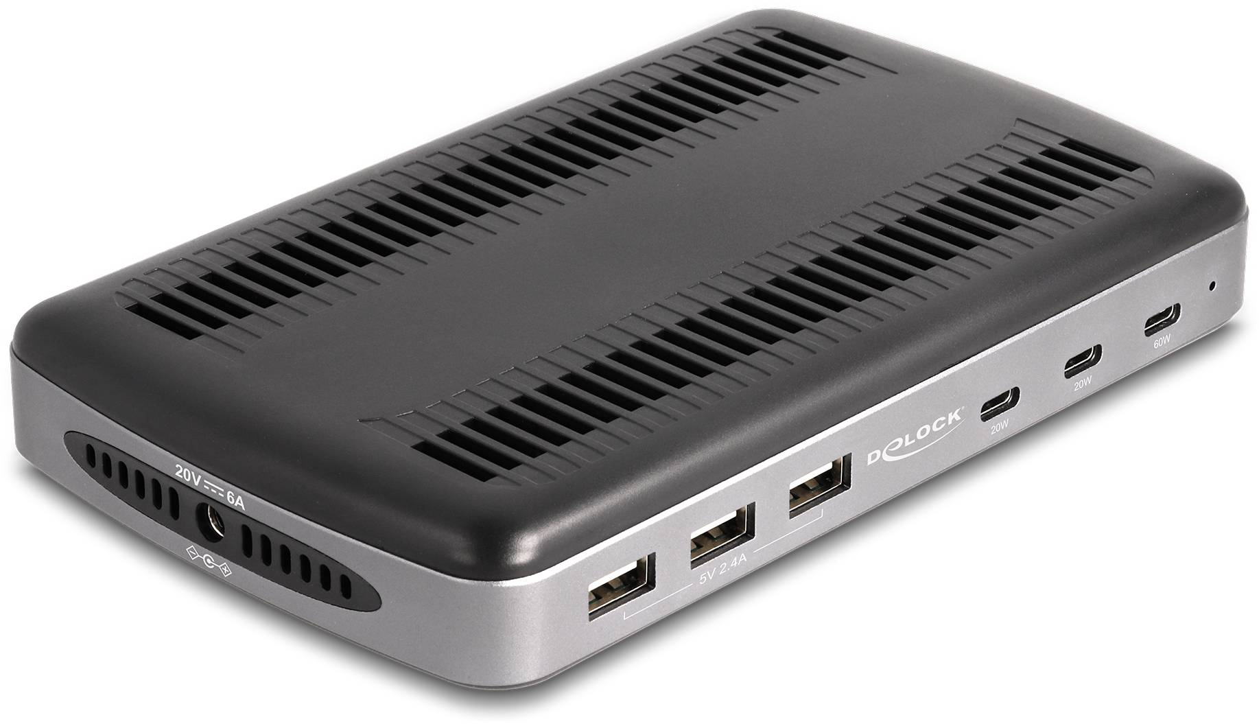 Delock 41461 USB Ladegerät 112W USB-A, USB-C® USB PD Grau, Schwarz Steckdose USB Power Delivery (USB-PD)