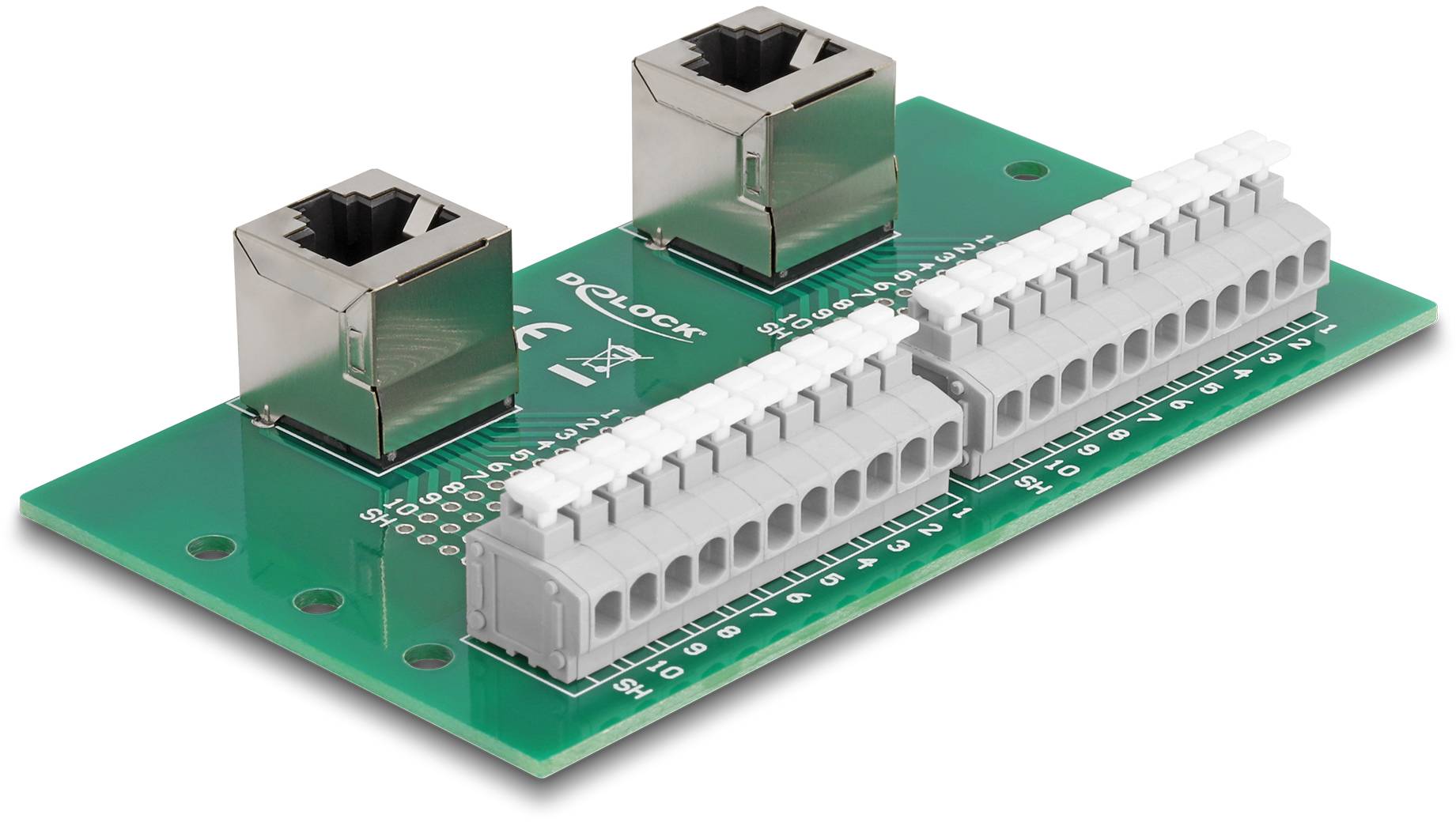 Delock RJ50 Netzwerk Adapter [2x RJ50-Buchse - 2x Buchse] Grün, Grau