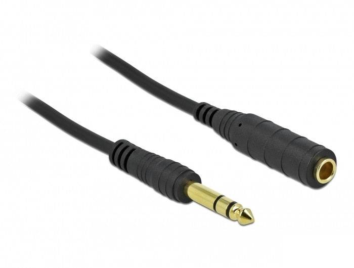 Delock 86766 Klinke Audio Anschlusskabel [1x Klinkenstecker 6.35mm - 1x Klinkenbuchse 6.35 mm] 10m Schwarz