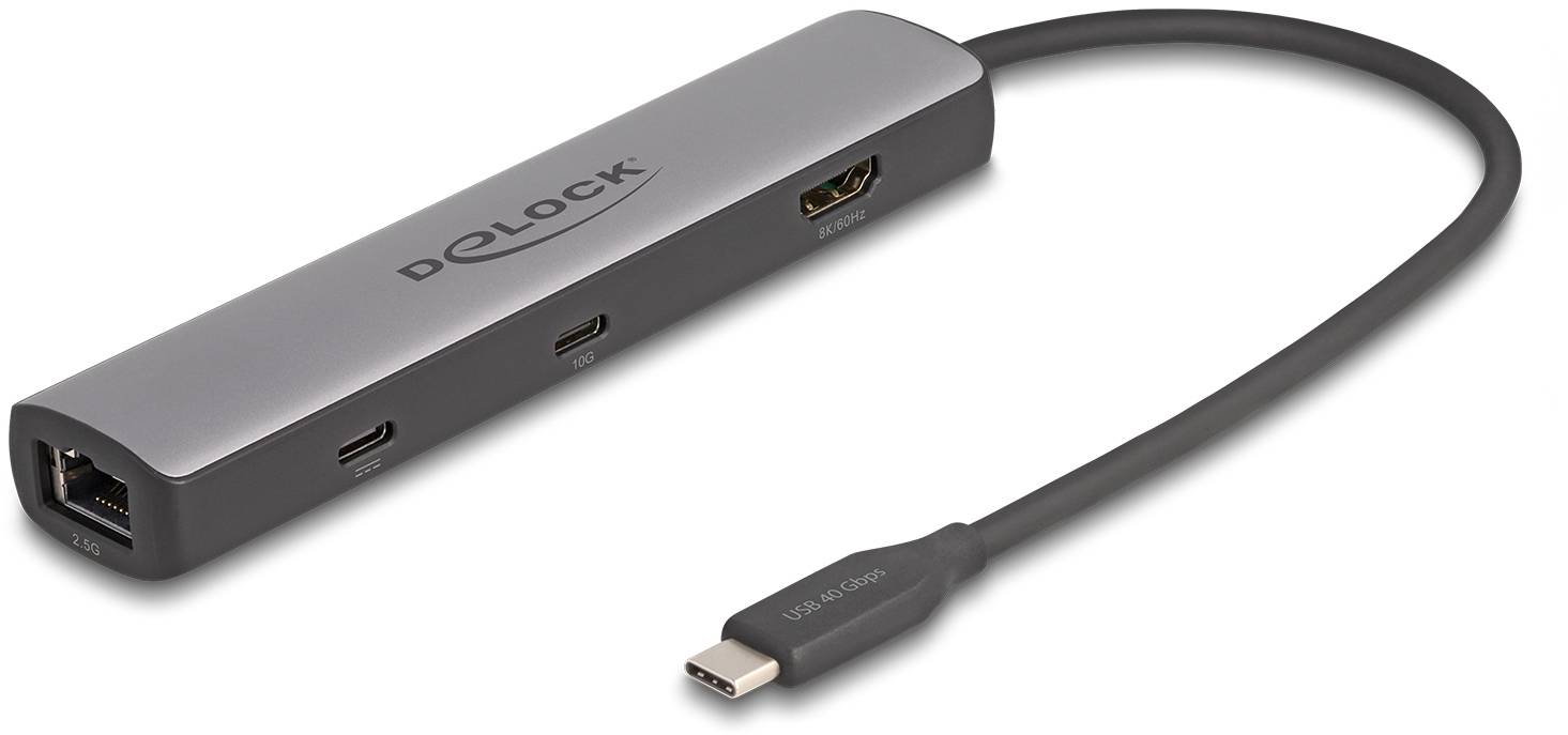 DeLOCK USB 40 Gbps USB Type-C Dockingstation 8K - HDMI, USB 10 Gbps, 2,5 Gigabit LAN, PD 3.0 100 Wat