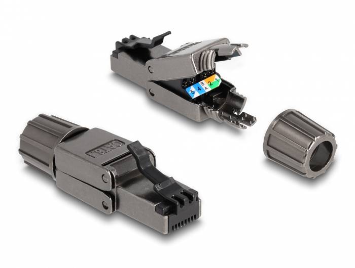 Delock 86514 RJ45 Stecker Cat.8.1 STP werkzeugfrei 86514 Schwarz 1 St.