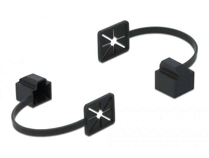 Delock 86589 Staubschutz für RJ45 Stecker mit Befestigungsclip schwarz 86589 Schwarz 1St.