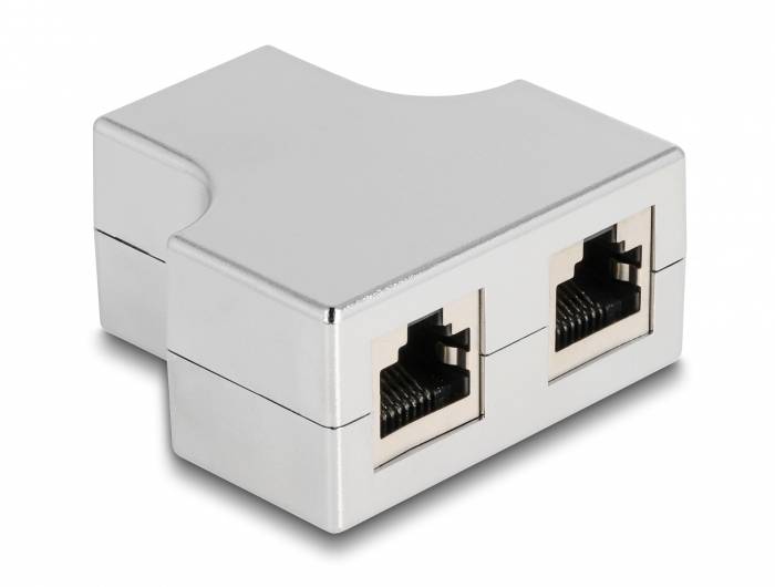 Delock RJ45 Netzwerk Adapter [1x RJ45-Buchse - 2x RJ45-Buchse] Silber