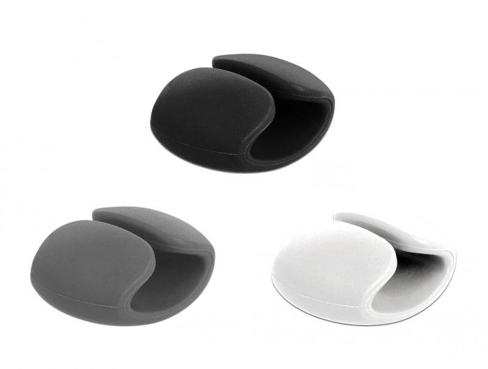 Delock Kabel-Halteclips Thermoplast Schwarz, Grau (L x B x H) 21 x 30 x 13mm 1 Set 18302