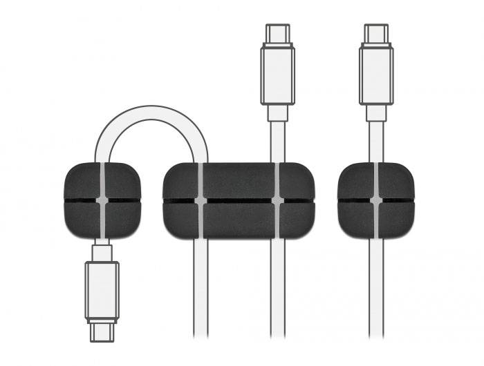 Delock Kabel-Halteclips Silikon Schwarz (B x H) 24mm x 10mm 1 Set 18331