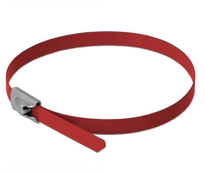 Delock 18780 Edelstahl-Kabelbinder Rot 10St.