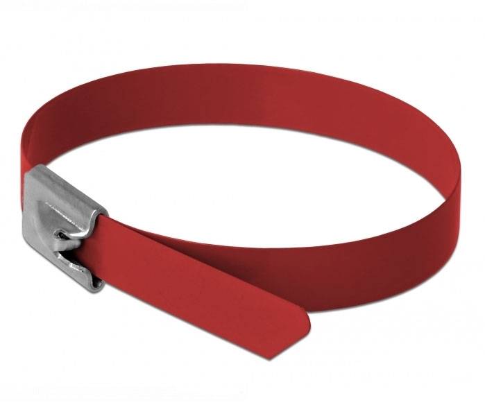 Delock 18781 Edelstahl-Kabelbinder Rot 10St.