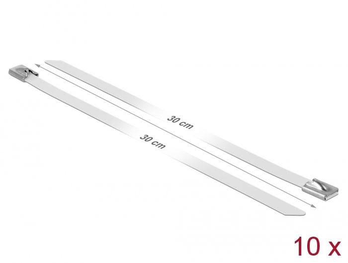 Delock 18822 Edelstahl-Kabelbinder Weiß 10St.