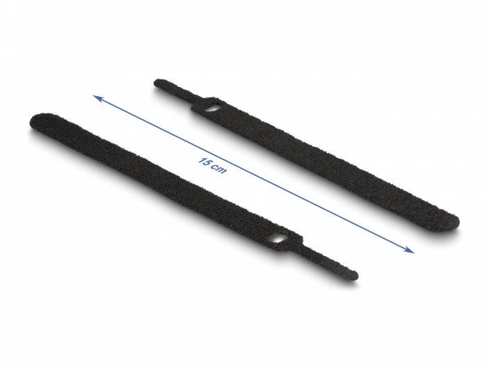 Delock Klettkabelbinder (L x B) 150mm x 12mm Schwarz 10St.