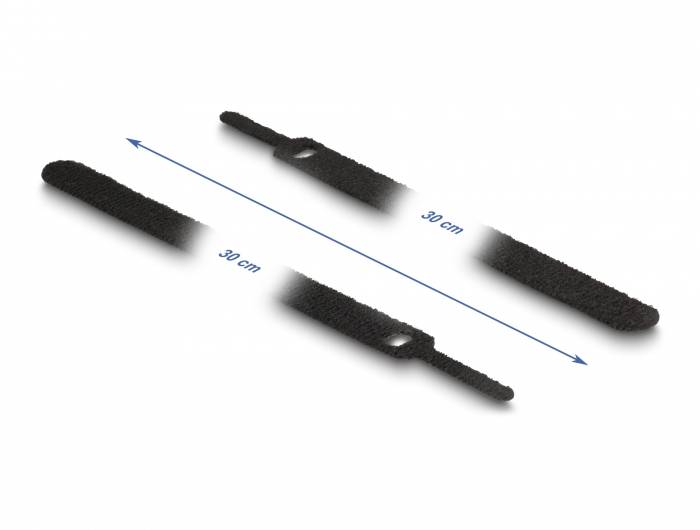 Delock Klettkabelbinder (L x B) 300mm x 12mm Schwarz 10St.