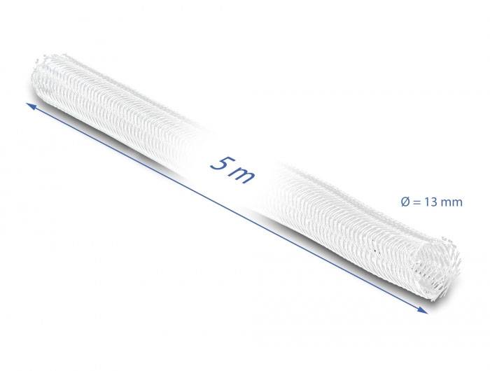 Delock 20808 20808 Geflechtschlauch Weiß Polyester 5m 14mm (max) 1St.