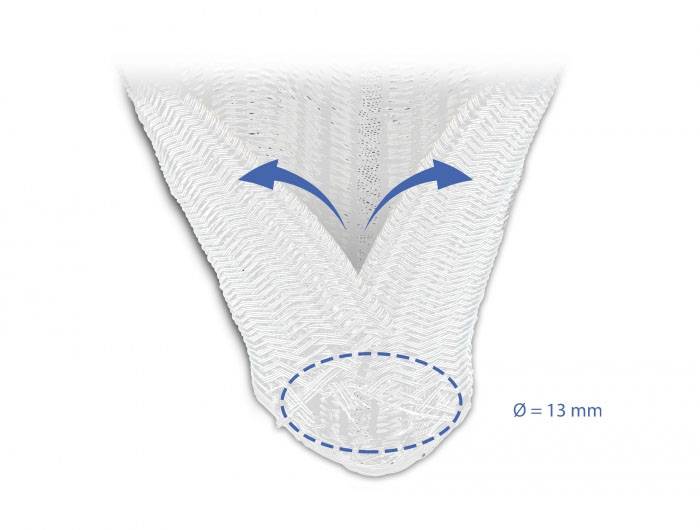 Delock 20808 20808 Geflechtschlauch Weiß Polyester 5m 14mm (max) 1St.