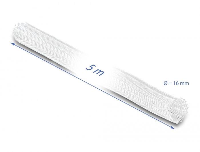 Delock 20809 20809 Geflechtschlauch Weiß Polyester 5m 17mm (max) 1St.