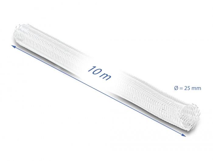 Delock 20816 20816 Geflechtschlauch Weiß Polyester 10m 26mm (max) 1St.