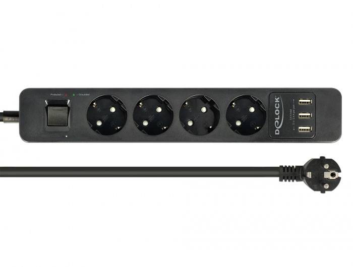 Delock 11209 Steckdosenleiste Schwarz 1St.