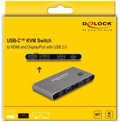 Delock 11485 USB-C® (USB 3.2 Gen 2) Umschalter DisplayPort®, HDMI 7680 x 4320 Pixel, 3840 x 2160 Pixel