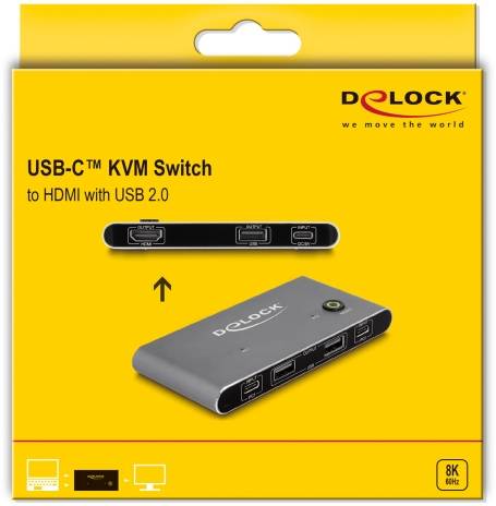 Delock 11486 USB-C® (USB 3.2 Gen 2) Umschalter HDMI Tastatur 7680 x 4320 Pixel, 3840 x 2160 Pixel