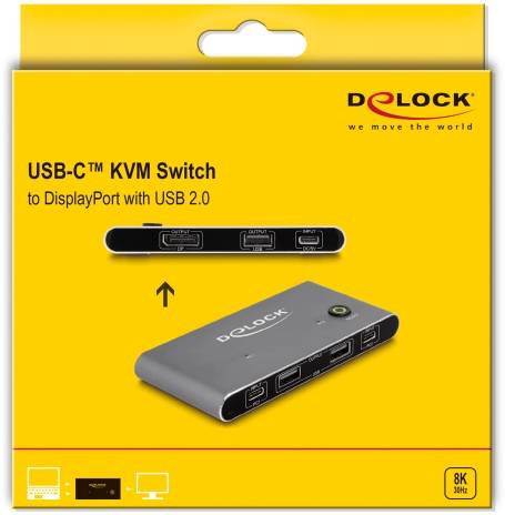 Delock 11487 USB-C® (USB 3.2 Gen 2) Umschalter DisplayPort® Tastatur, Maus 7680 x 4320 Pixel