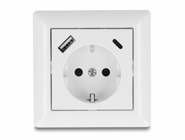 Delock 11499 Einbau-Steckdose mit USB-C®, mit USB Weiß