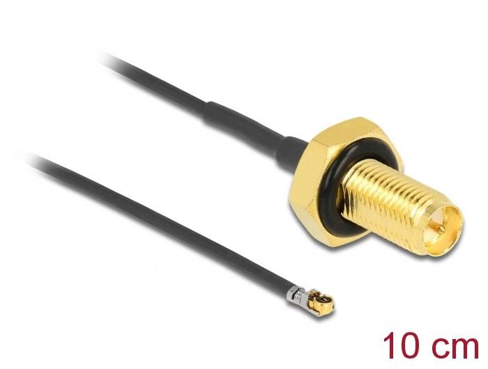 Delock WLAN-Antennen Anschlusskabel [1x RPSMA-Buchse - 1x IPEX-Stecker] 0.1m Schwarz