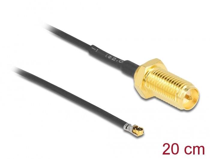 Delock WLAN-Antennen Anschlusskabel [1x RPSMA-Buchse - 1x IPEX-Stecker] 0.2m Schwarz