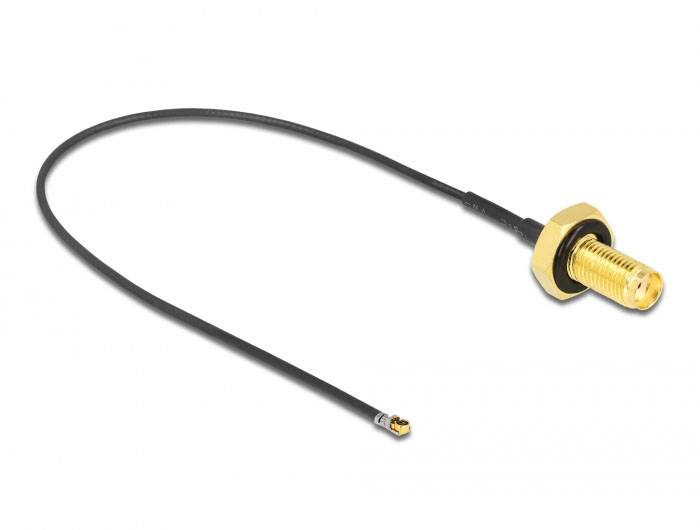 Delock WLAN-Antennen Anschlusskabel [1x SMA-Buchse - 1x IPEX-Stecker] 0.2m Schwarz