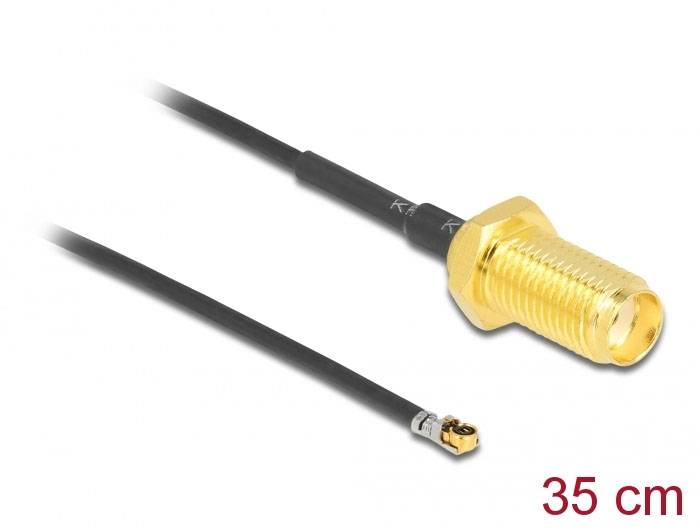 Delock WLAN-Antennen Anschlusskabel [1x SMA-Buchse - 1x IPEX-Stecker] 0.35m Schwarz