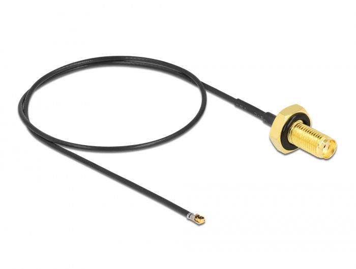 Delock WLAN-Antennen Anschlusskabel [1x SMA-Buchse - 1x IPEX-Stecker] 0.35m Schwarz