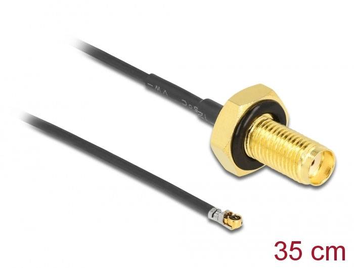 Delock WLAN-Antennen Anschlusskabel [1x SMA-Buchse - 1x IPEX-Stecker] 0.35m Schwarz