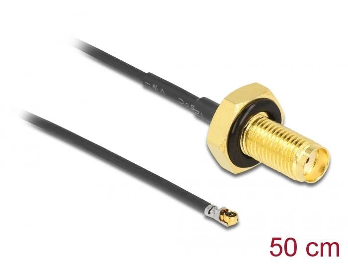 Delock WLAN-Antennen Anschlusskabel [1x SMA-Buchse - 1x IPEX-Stecker] 0.5m Schwarz
