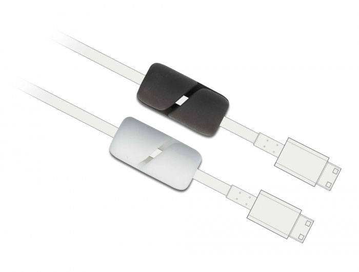 Delock Kabel-Halteclips Silikon Schwarz, Weiß (L x B x H) 23 x 11 x 11mm 1 Set 18404