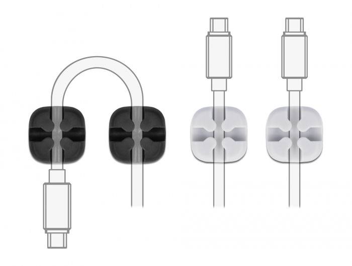 Delock Kabel-Halteclips Thermoplast Schwarz, Grau (L x B x H) 20 x 20 x 10mm 1 Set 18405