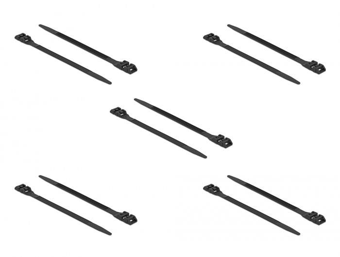 Delock 18887 Kabelbinder Schwarz mit Doppelkopf 10St.