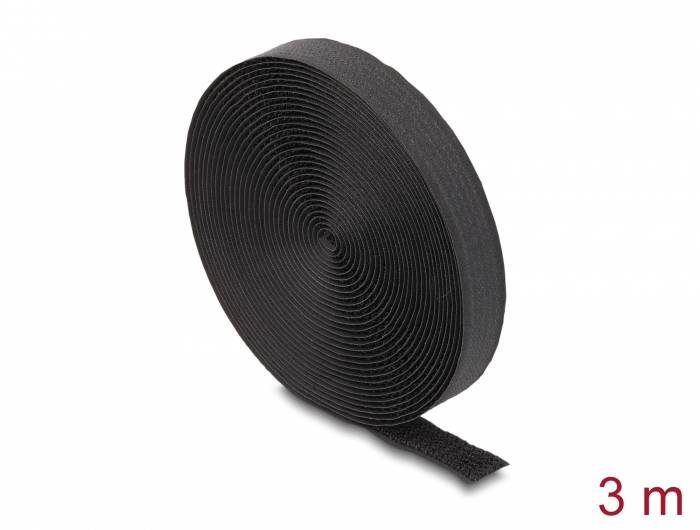 Delock 19111 Klettband (L x B) 3m x 20mm Schwarz 1St.