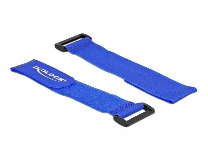 Delock Klettkabelbinder (L x B) 280mm x 38mm Blau 3St.