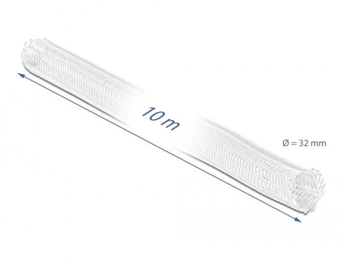 Delock 20820 20820 Geflechtschlauch Weiß Polyester 10m 20mm (max) 1St.