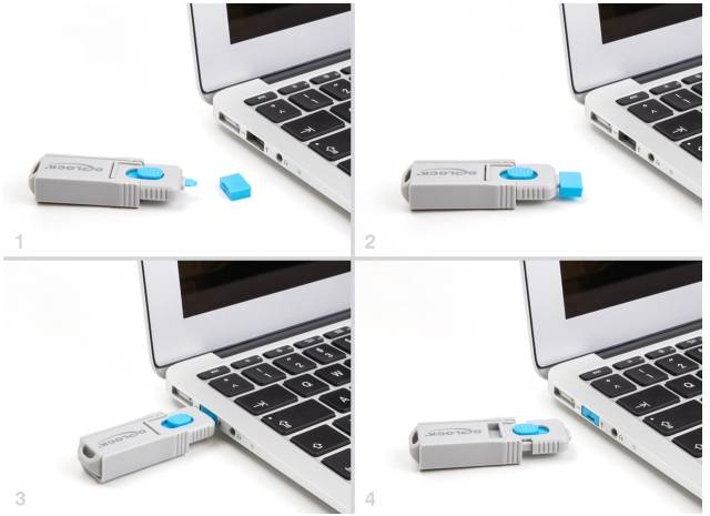 Delock USB-A Port Schloss 20923 Blau, Grau 20923